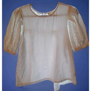 Cloth & Portrait White Balloon Sleeves Eyelet Sz.Small Cottage Core